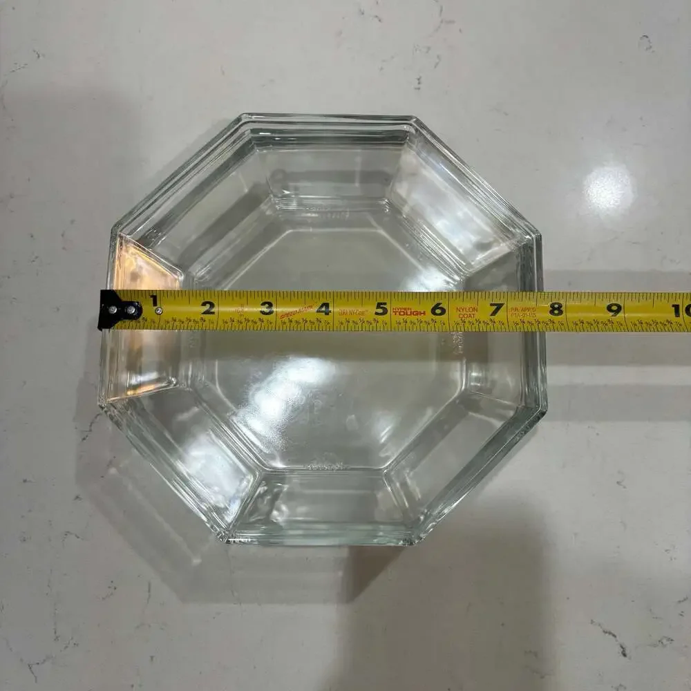Vintage Arcoroc Octime Clear Glass Octagonal Soup Bowls 7.5” (6)